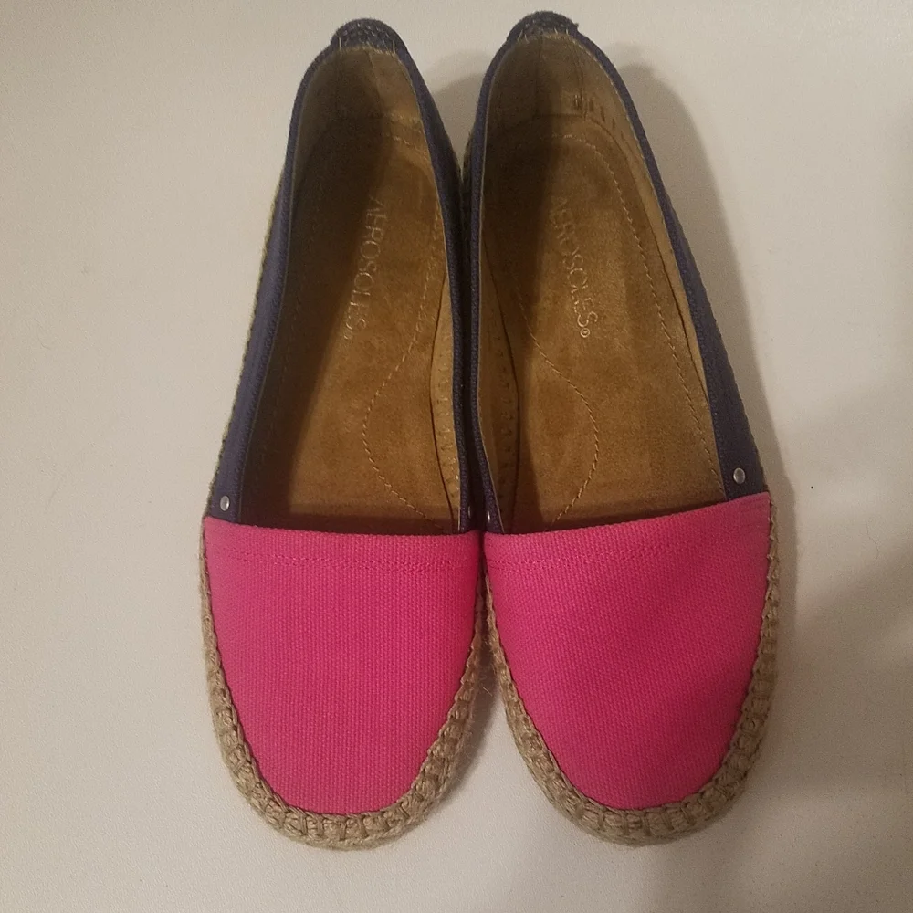 Aerosoles Pink and Navy Espadrilles Size 7 1/2
